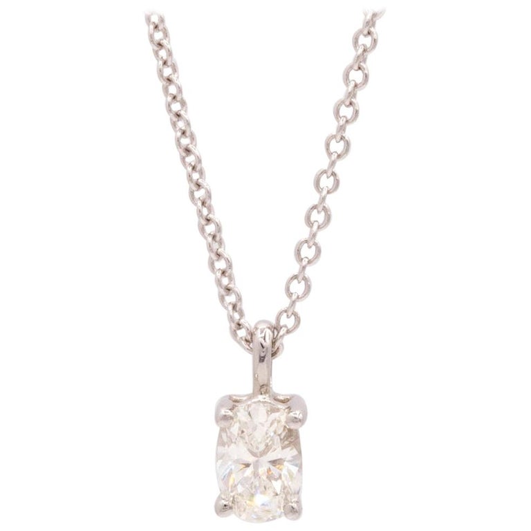 Diamond Oval Pendant Necklace For Sale at 1stDibs