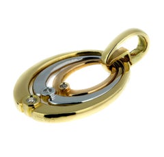 Diamond Oval Shape Flexible Pendant in 18K Gold Three Colour Yellow, Rose, White