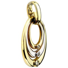 Diamond Oval Shape Flexible Pendant in 18K Gold Three Colour Yellow, Rose, White