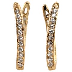 Diamond Oval Shape Twist Hoop Earrings 0.61 Carat 18 Karat Yellow Gold