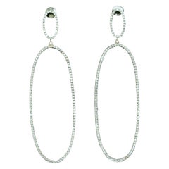 Diamond Oval Shaped Dangle Earring 925 Silver Women Fashion Jewelry Ear Stud.
