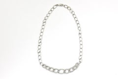 Diamond Oval White Gold Link Choker or Collar Necklace