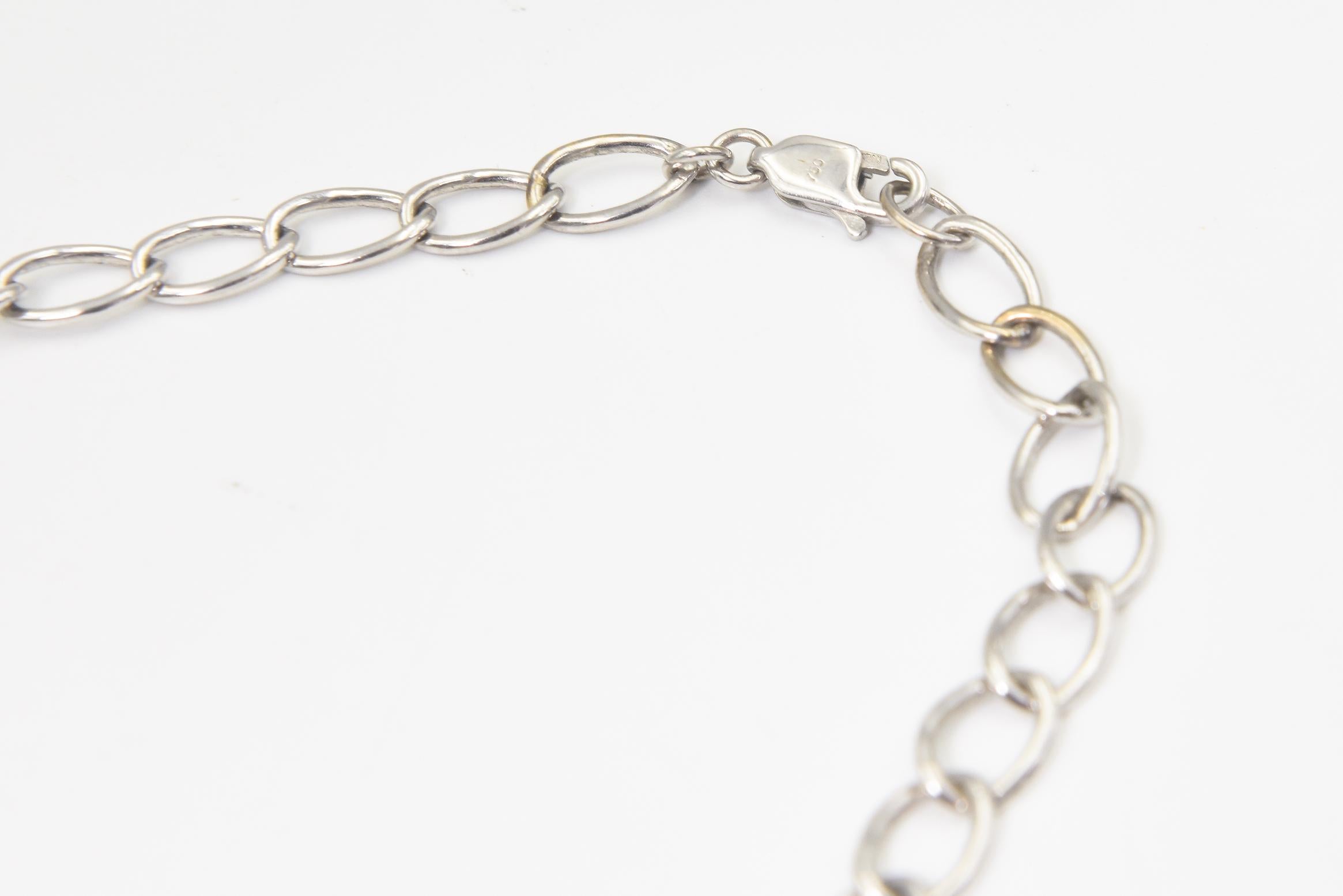 Women's Diamond Oval White Gold Link Choker or Collar Necklace For Sale