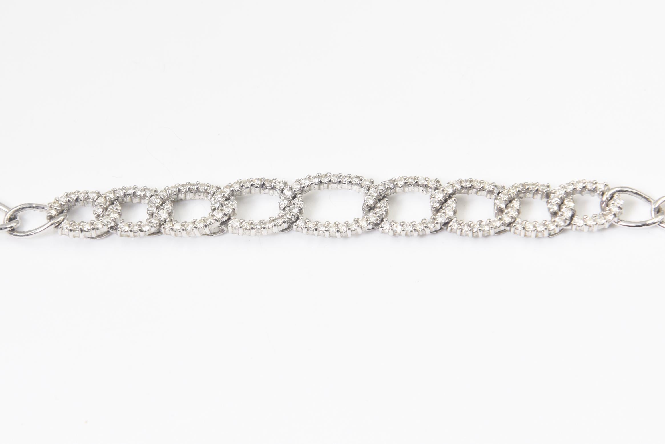 Diamond Oval White Gold Link Choker or Collar Necklace For Sale 1
