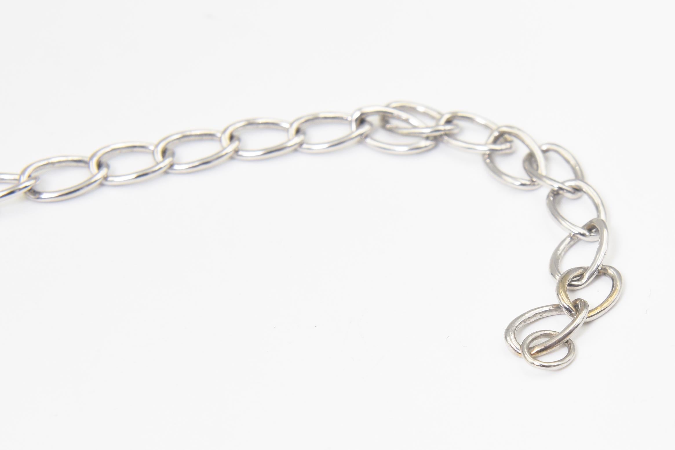 Diamond Oval White Gold Link Choker or Collar Necklace For Sale 2