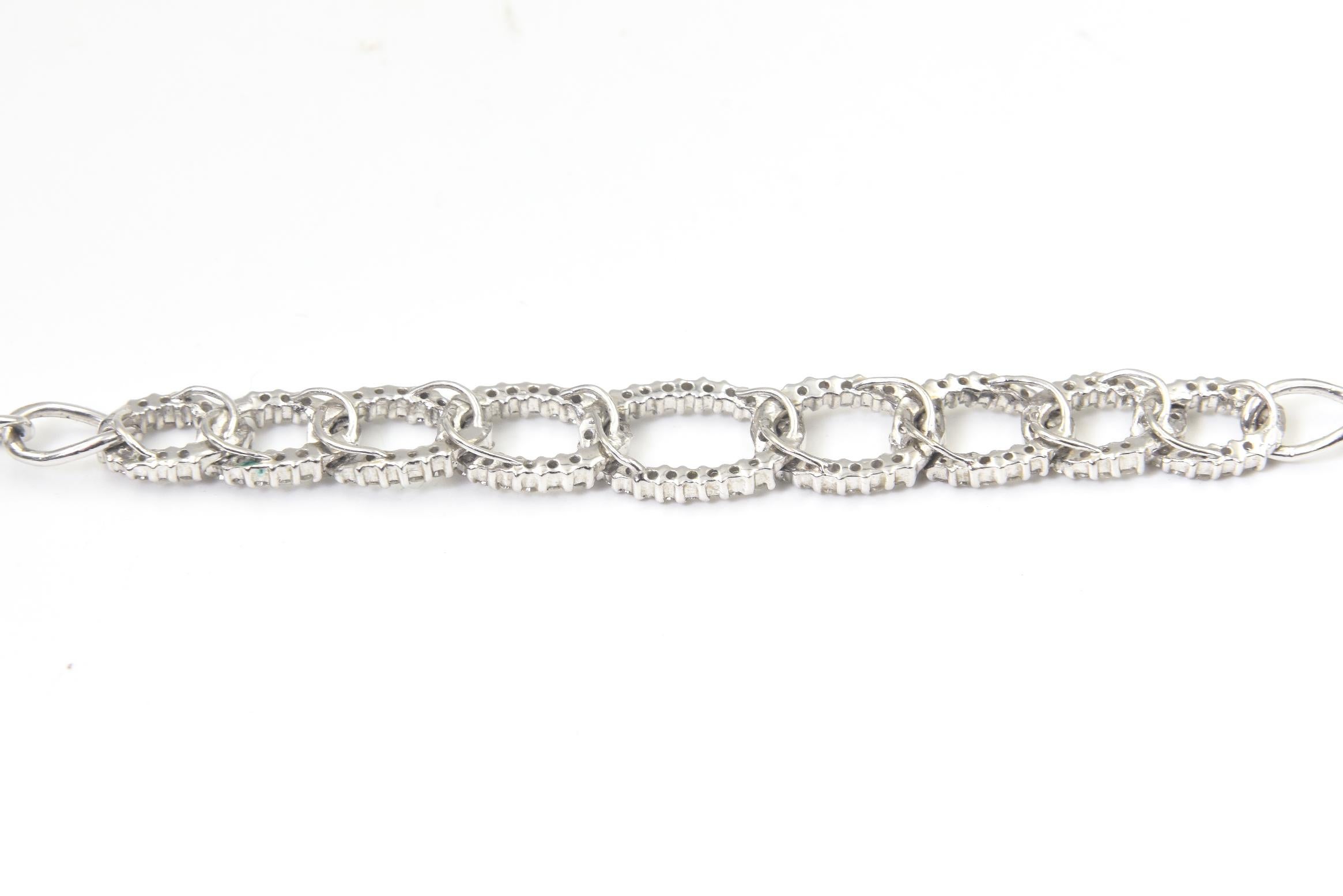 Diamond Oval White Gold Link Choker or Collar Necklace For Sale 4