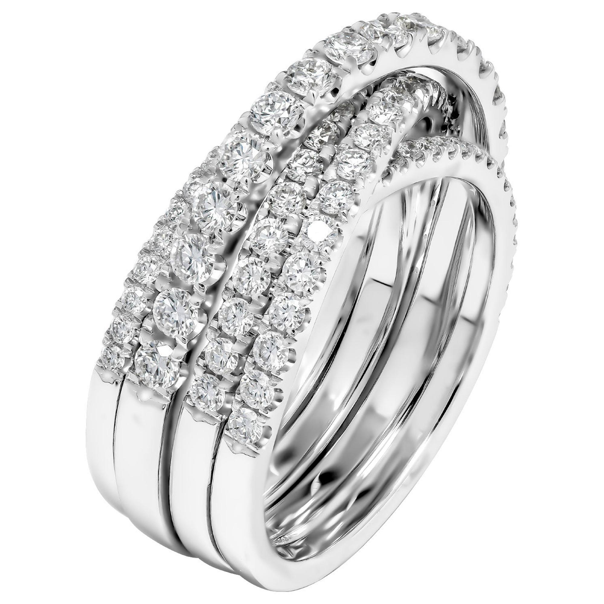 Diamond Overlap Cocktail Ring in 18 Karat White Gold