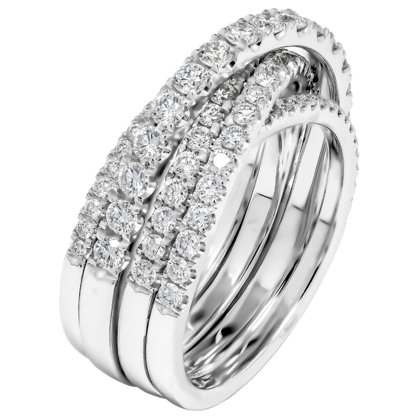 Diamond Overlap Cocktail Ring in 18 Karat White Gold For Sale at ...