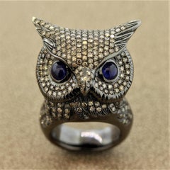 Diamond Owl Gold Life-Like Animal Ring