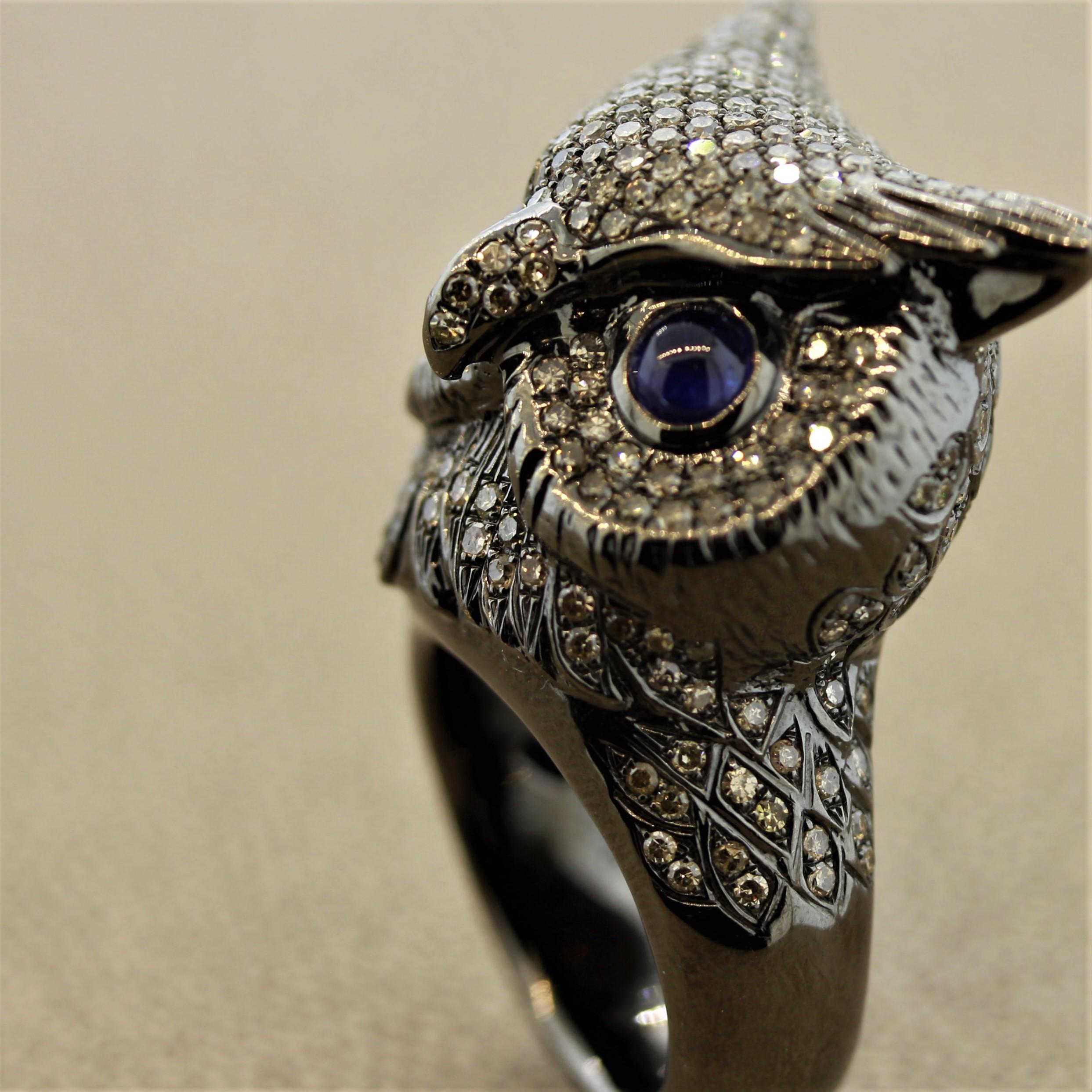 Bague hibou en or et diamants ressemblant à un animal de vie Neuf - En vente à Beverly Hills, CA
