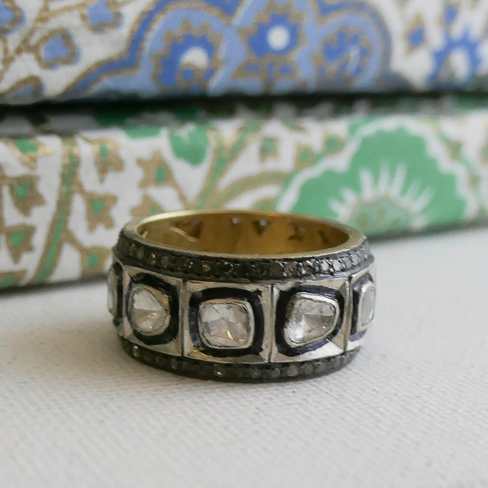 Diamond Oxidized Sterling Silver Ring Size 7 In New Condition For Sale In Oslo, 03