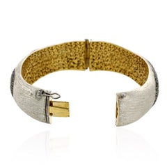 Diamond Paisley Motif Bangle in Gold and Silver