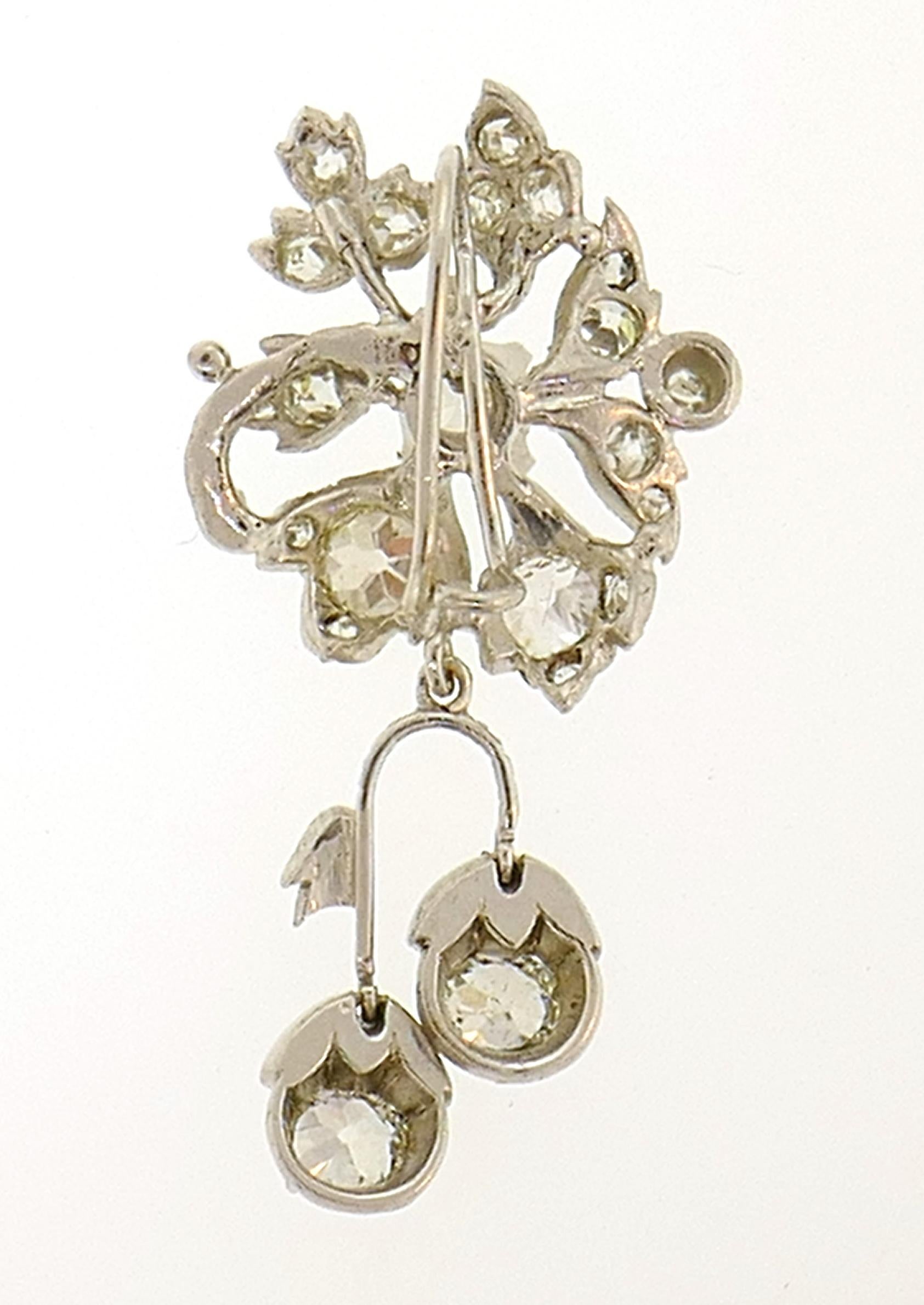 Diamond Palladium Dangle Earrings, Art Deco, 1930s 1