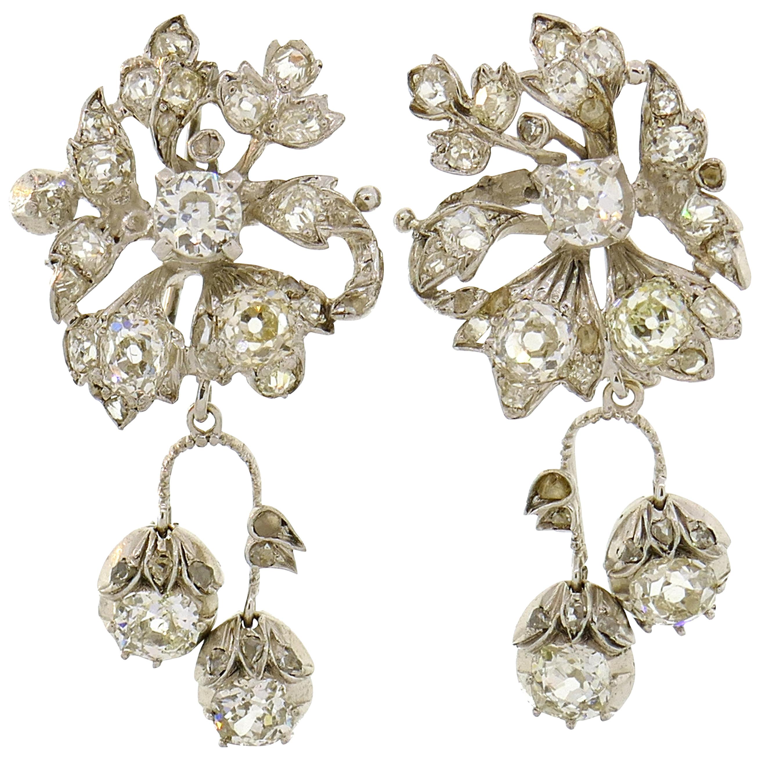 Diamond Palladium Dangle Earrings, Art Deco, 1930s
