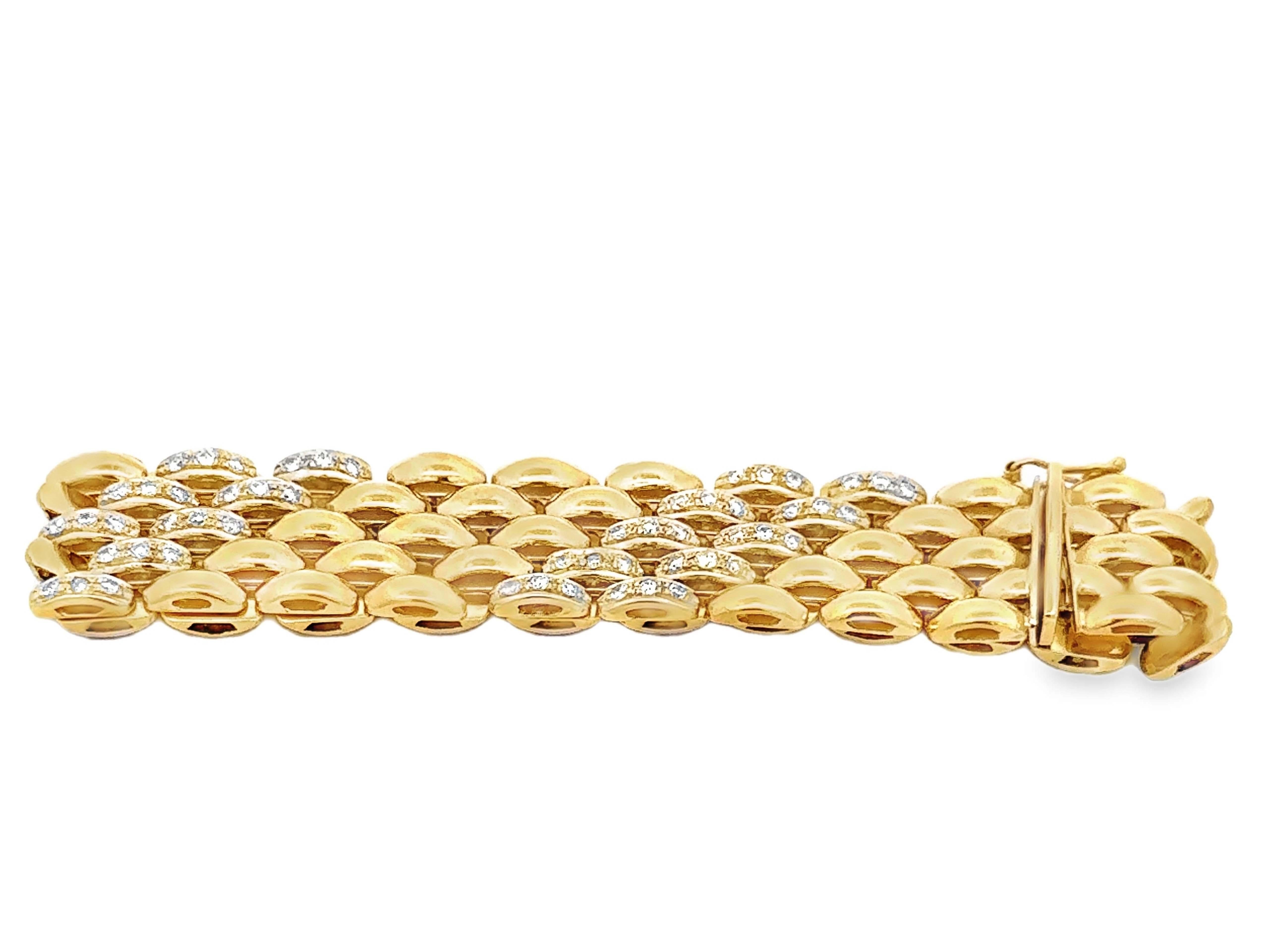 Diamant-Panther-Gliederarmband 14k Gelbgold Italien im Angebot 1