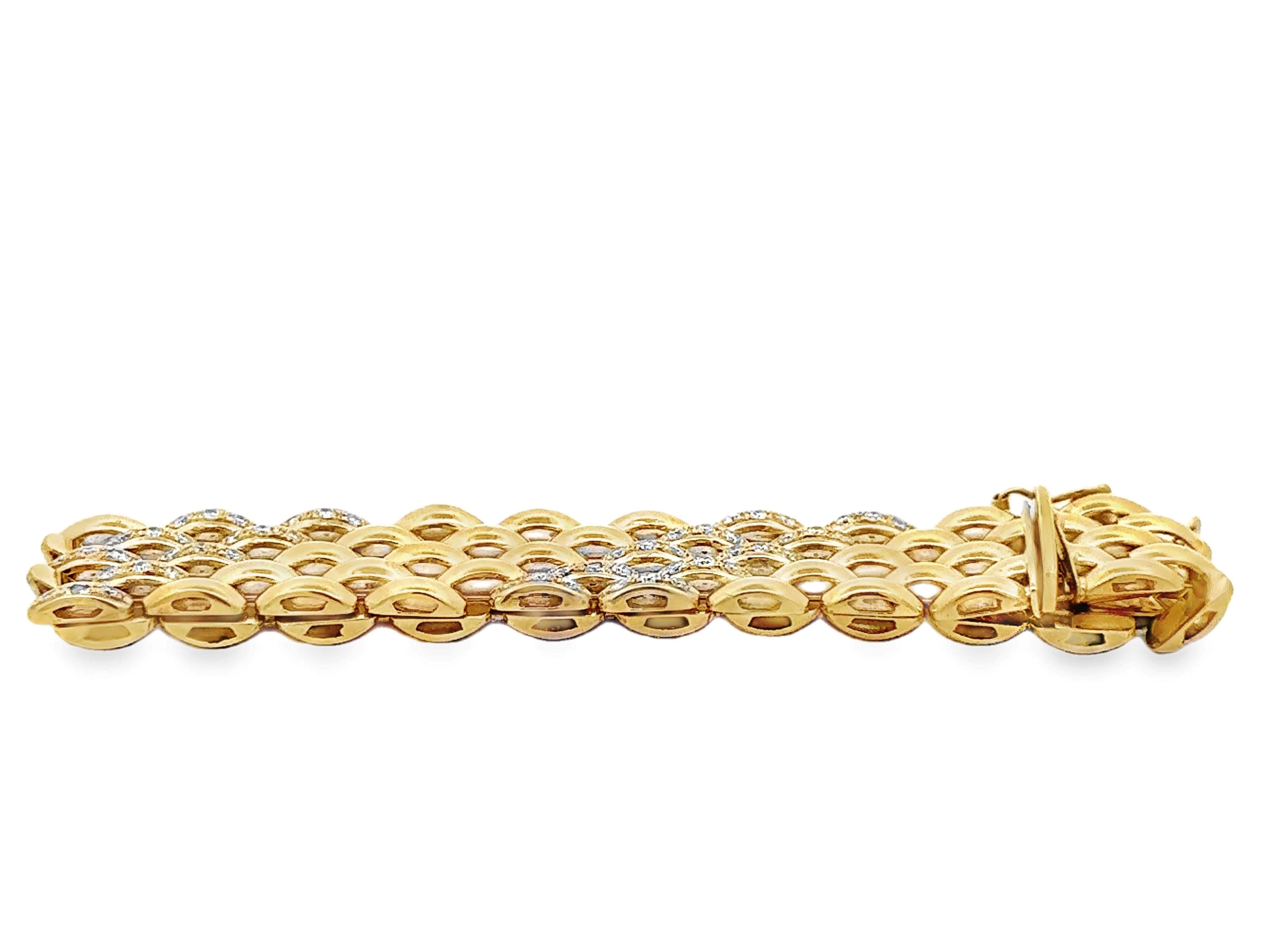 Diamant-Panther-Gliederarmband 14k Gelbgold Italien im Angebot 2