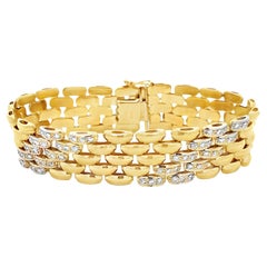 Diamond Panther Link Bracelet 14k Yellow Gold Italy