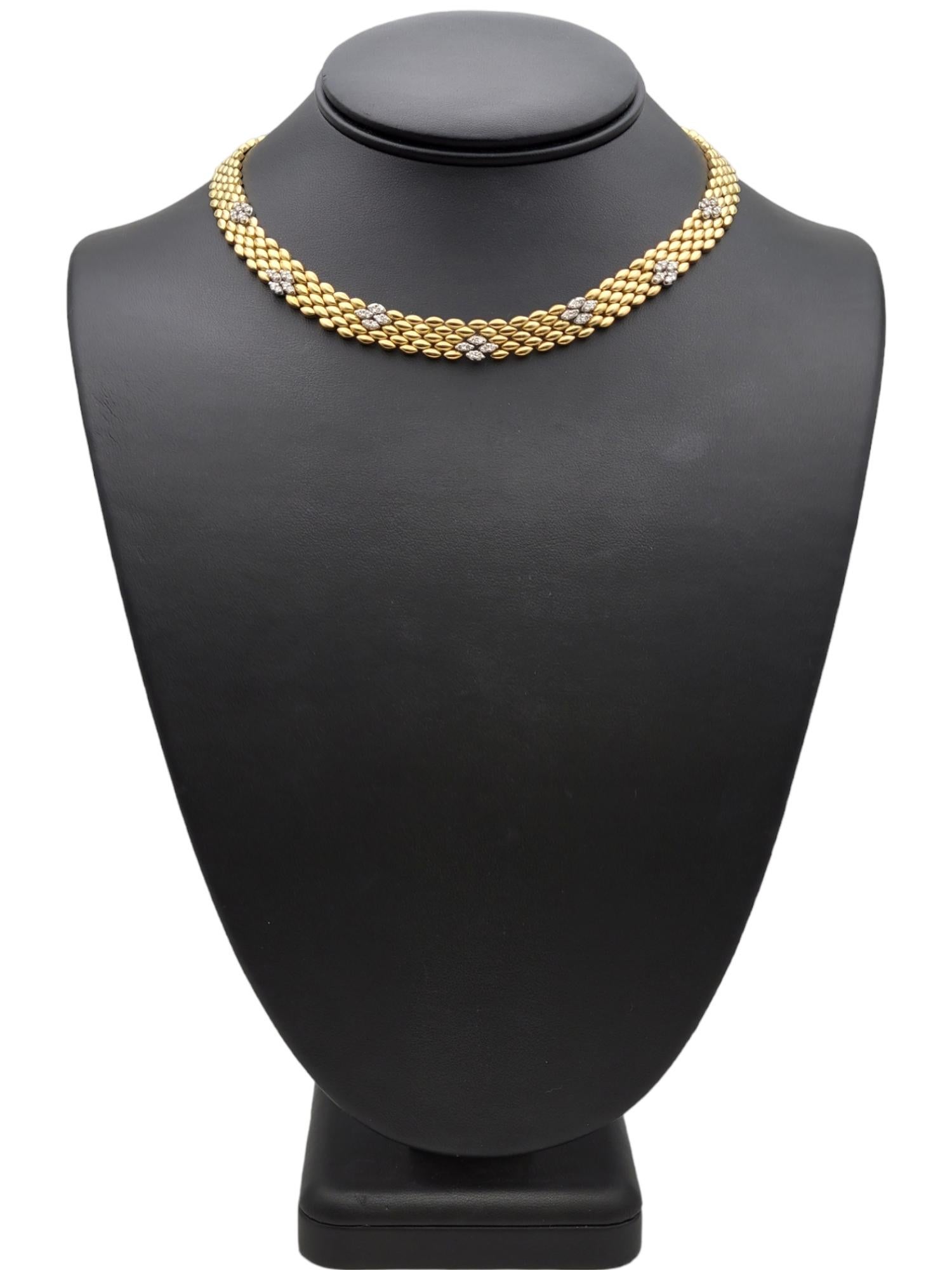 Diamond Panther Link Necklace in 18 Karat Yellow & White Gold Collar Style For Sale 4