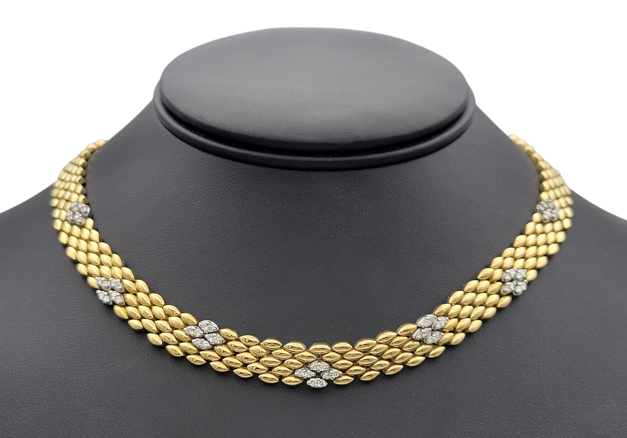 Diamond Panther Link Necklace in 18 Karat Yellow & White Gold Collar Style For Sale 7