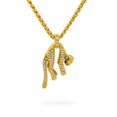 Diamond Panther Necklace 1.60 Carats 18k Yellow Gold