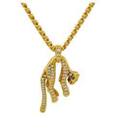 Diamond Panther Necklace 1.60 Carats 18k Yellow Gold