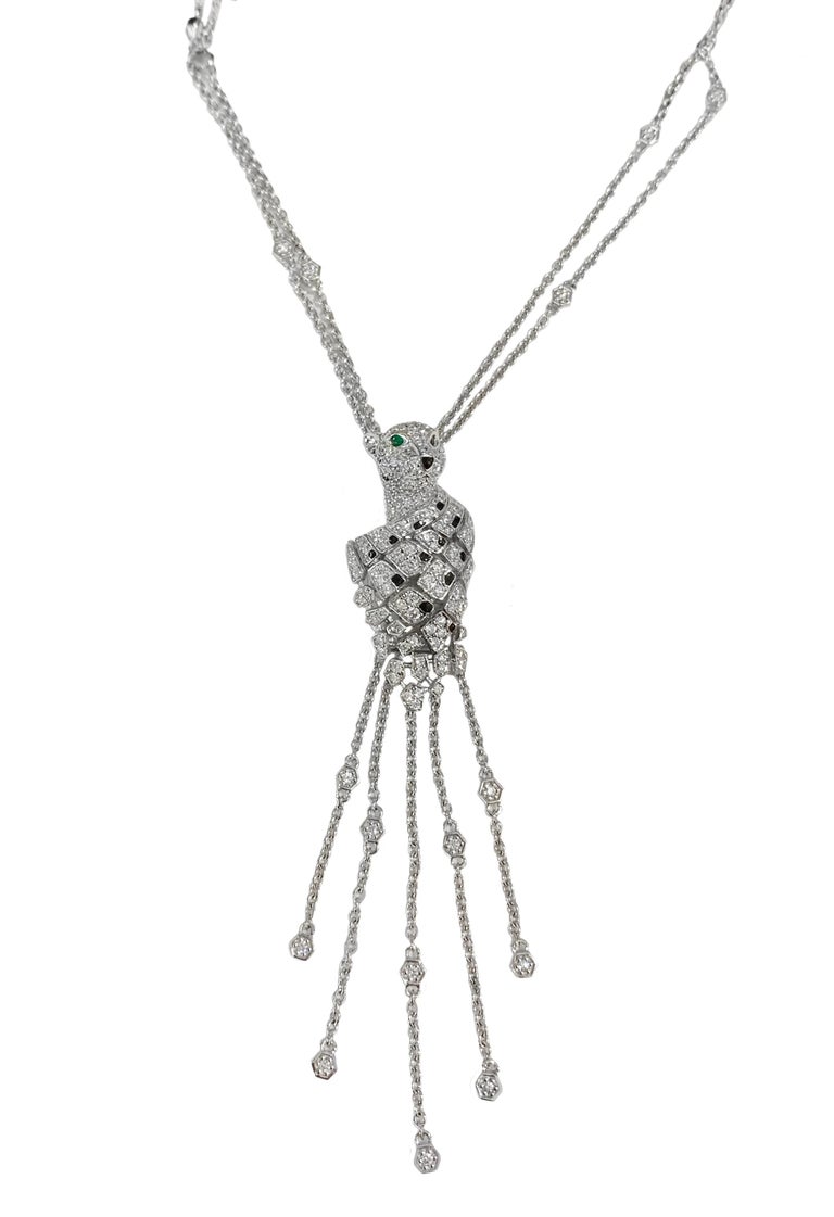 PANTHERE PEDANT SILVER DIAMOND NECKLACE