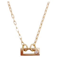 Collier à breloques en or 14K avec trombones et diamants, diamant de 0,10 carat