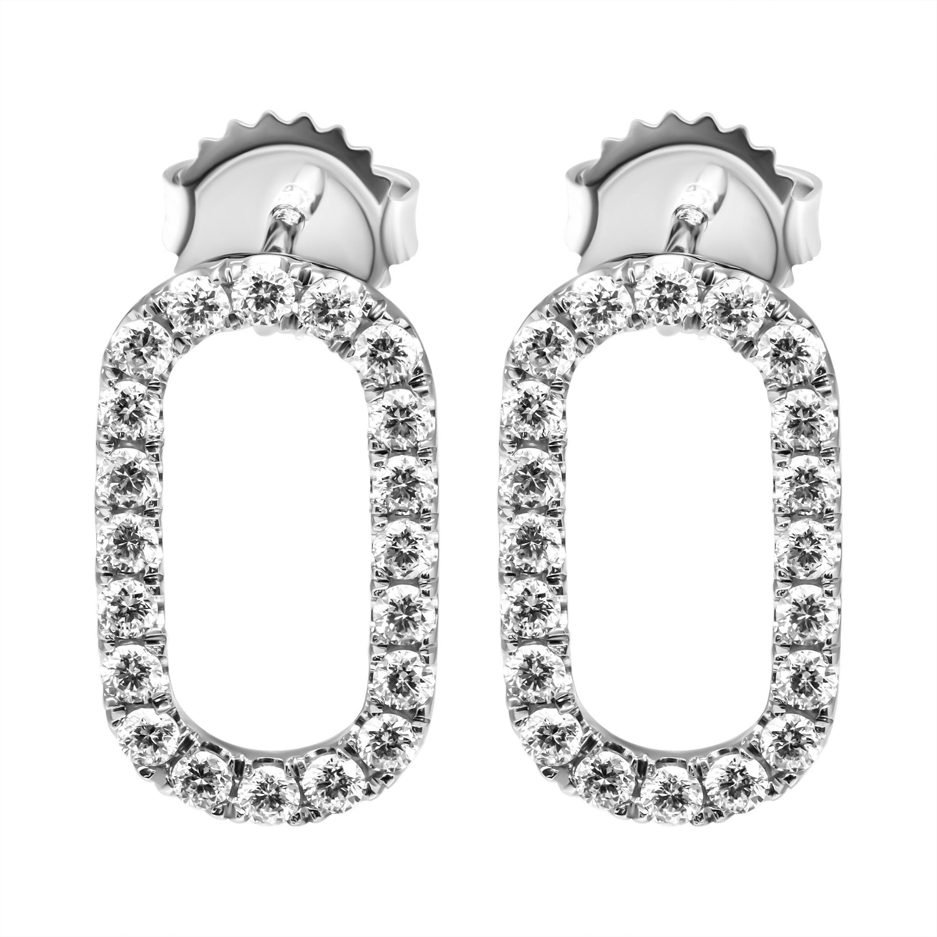 Modern Diamond Paper Clip Earrings  For Sale