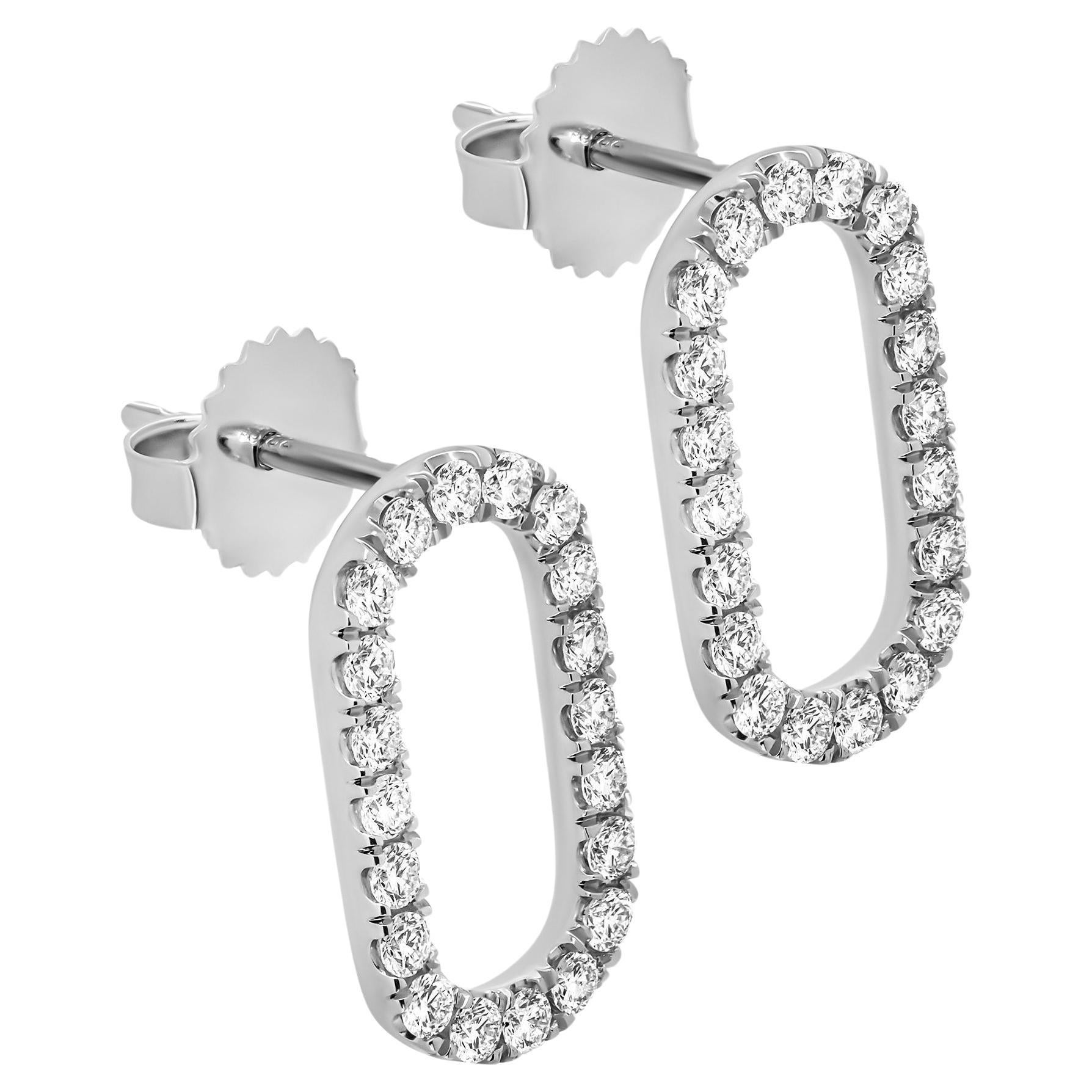 Diamond Paper Clip Earrings  For Sale