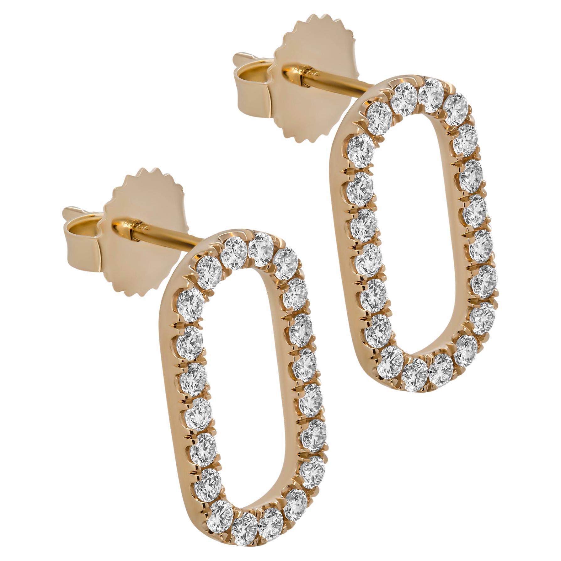 Diamond Paper Clip Earrings For Sale