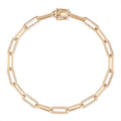 Diamant-Büroklammer 14K (oder 18k auf Anfrage) Gelbgold-Kettenarmband