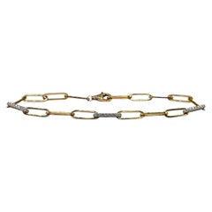 Diamond Paperclip Bracelet 14K Yellow Gold 0.30ct GH SI 7in