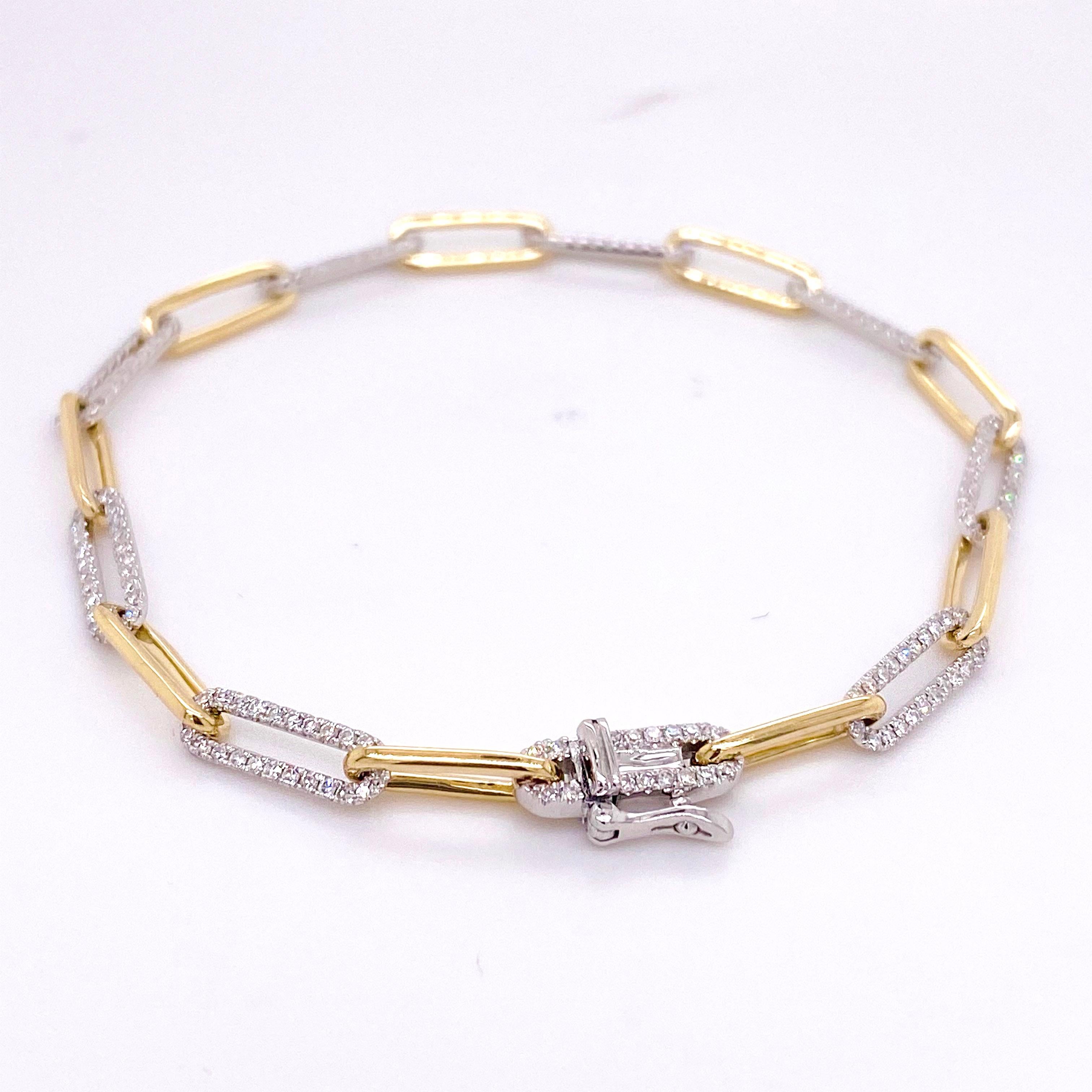 Taille ronde Bracelet en métal mélangé et diamants 206, bracelet à maillons en forme de trombones en vente