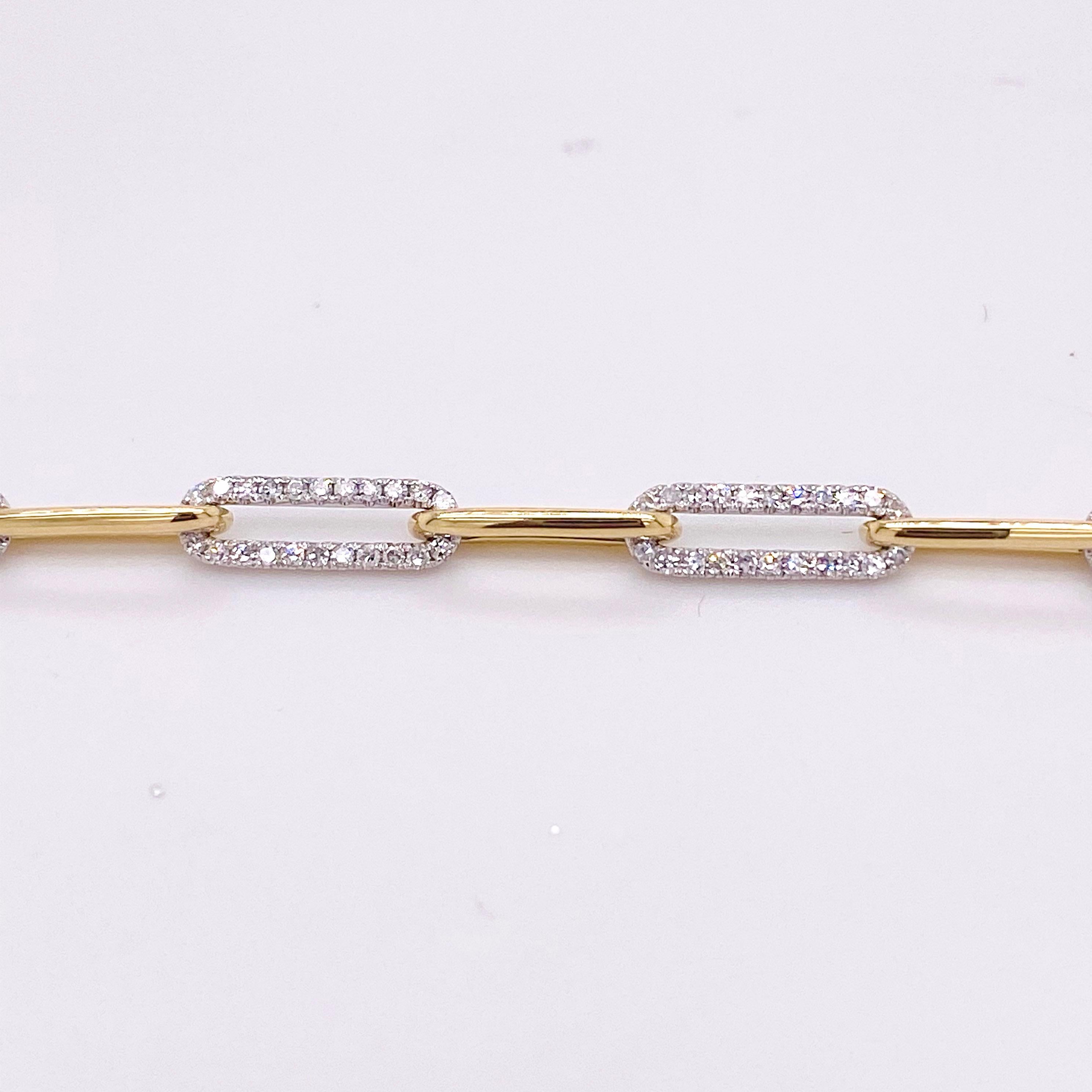 Bracciale Paperclip con diamanti in metallo misto, 206 Bracciale a catena con diamanti A Link In condizioni ottime in vendita a Austin, TX