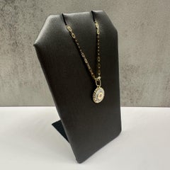 Diamond Paperclip Chain Necklace in 10kt Yellow Gold – 0.08ctw, Adjustable, New