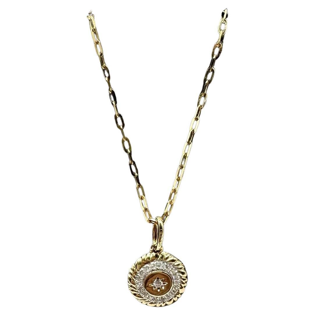 Diamond Paperclip Chain Necklace in 10kt Yellow Gold – 0.08ctw, Adjustable, New For Sale