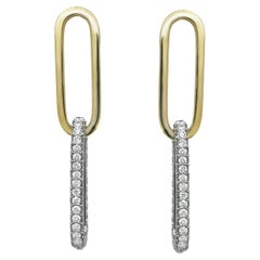 Diamond Paperclip Earrings 2.91 Carats 14K Gold