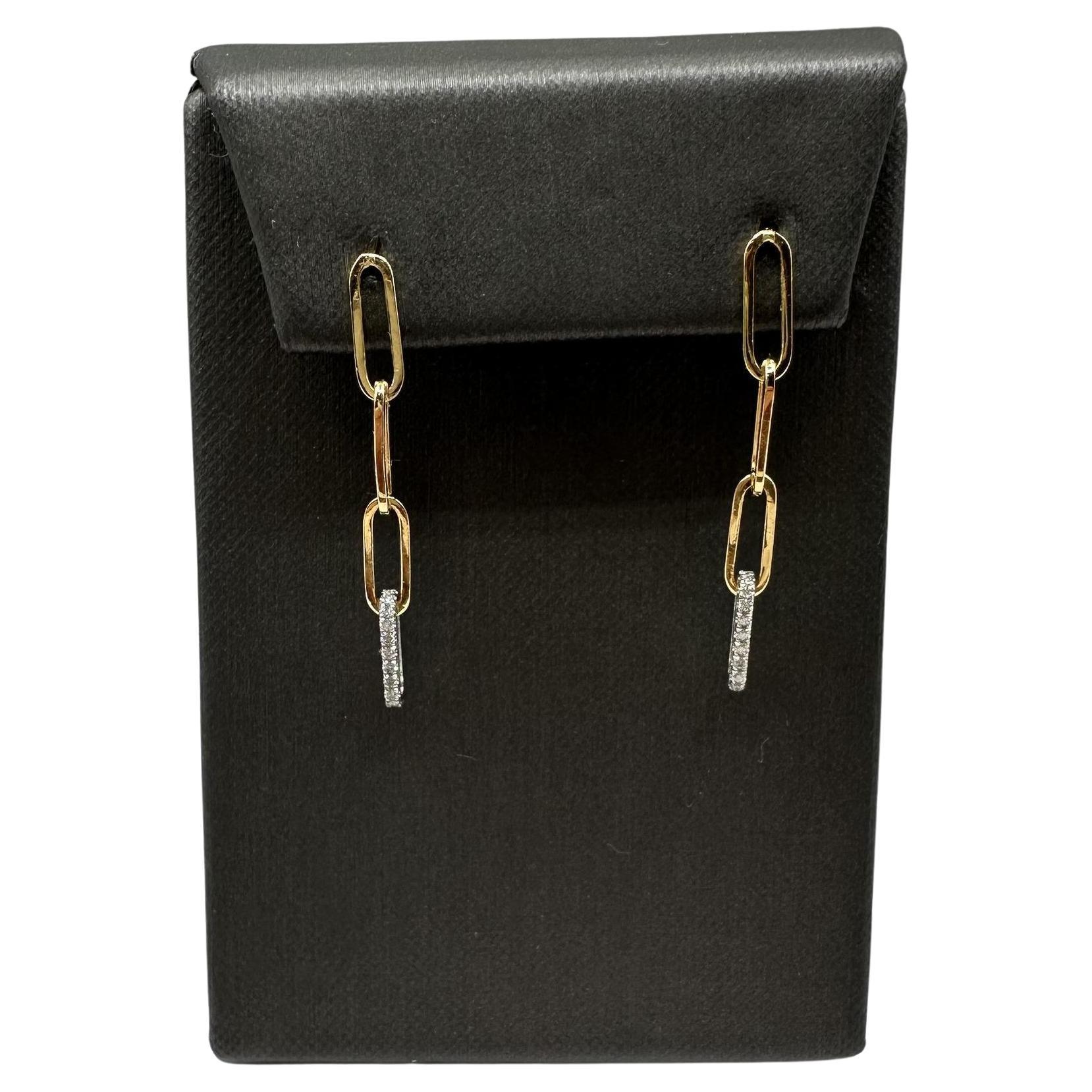 Boucles d
oreilles Paperclip en or 14kt bicolore - 0.20ctw, New