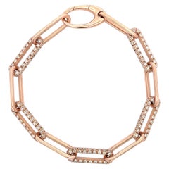 Diamond Paperclip Link Bracelet 3.30 Carats 14 Karat Rose Gold