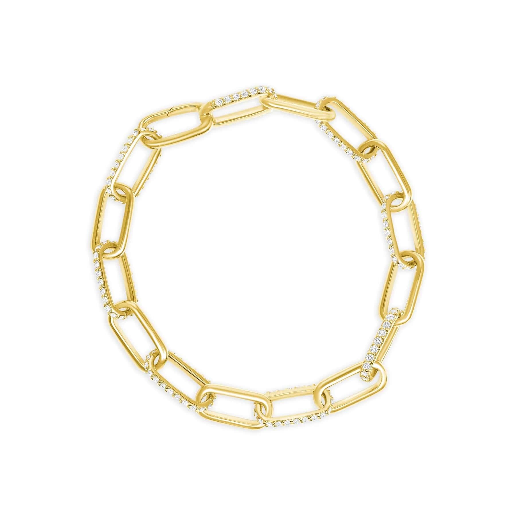 Moderno Bracciale Paperclip Diamond Crafted in oro 14K A Link in vendita