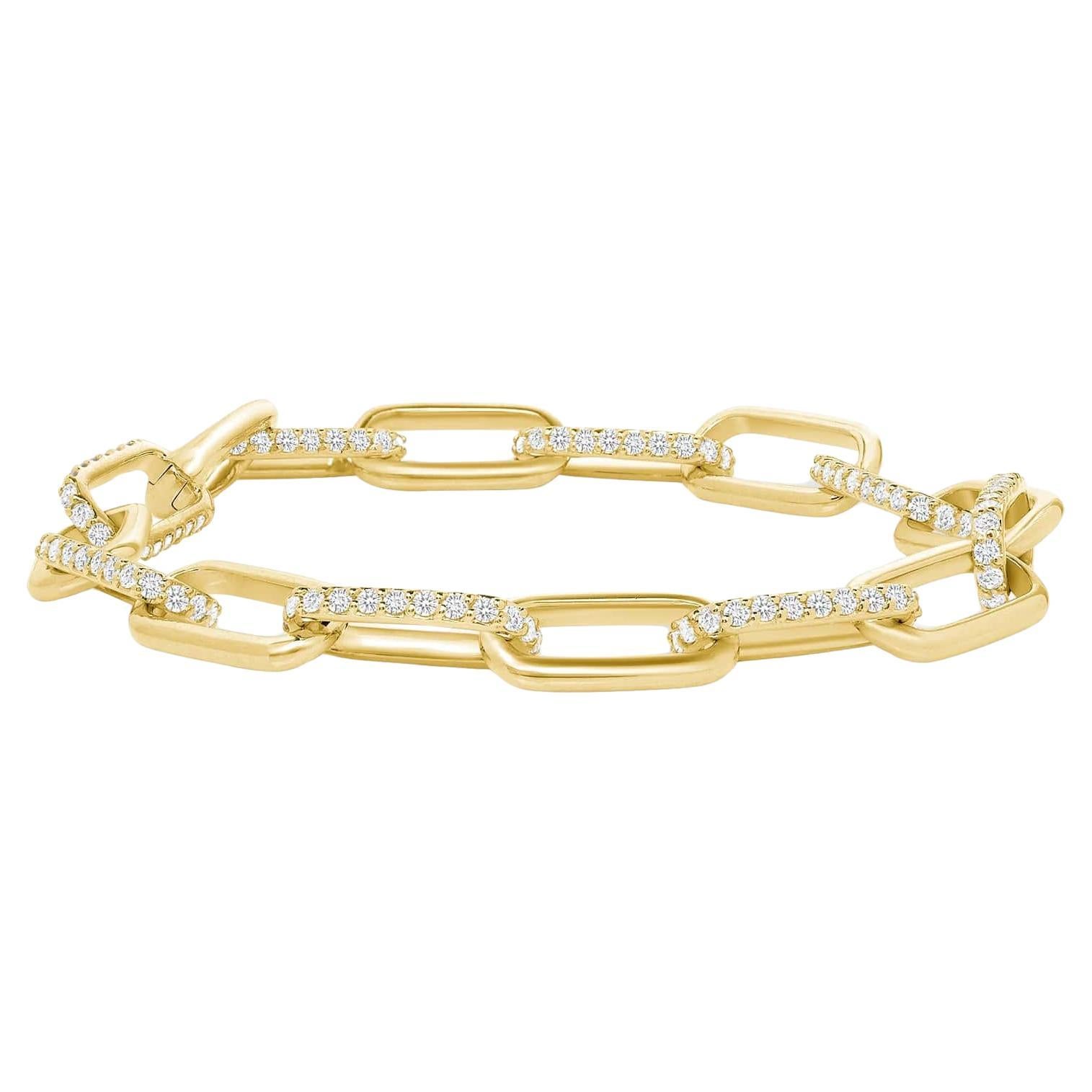 Bracelet à maillons en forme de trombone avec diamants