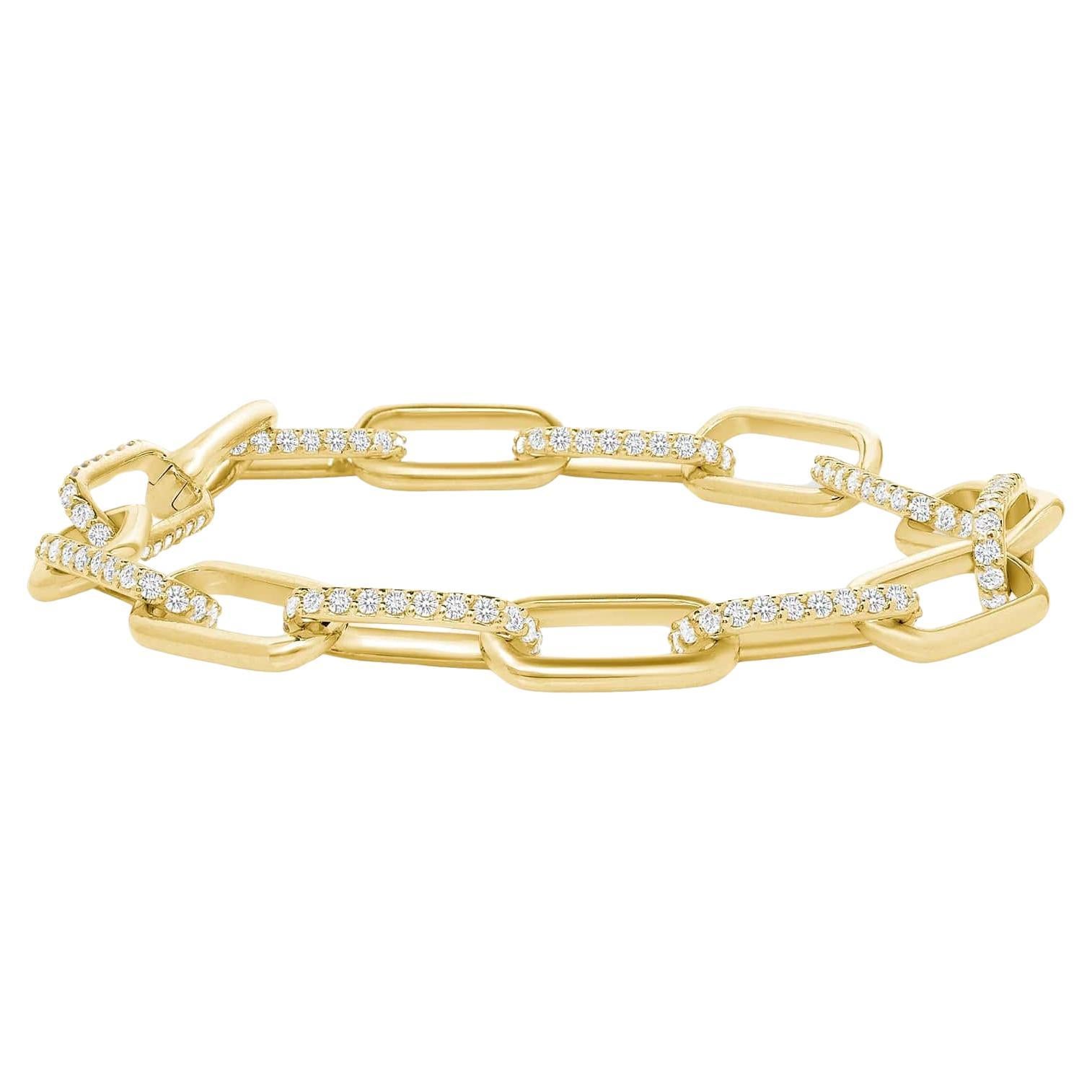 Paperclip Diamond Crafted 14K Gold Link Bracelet