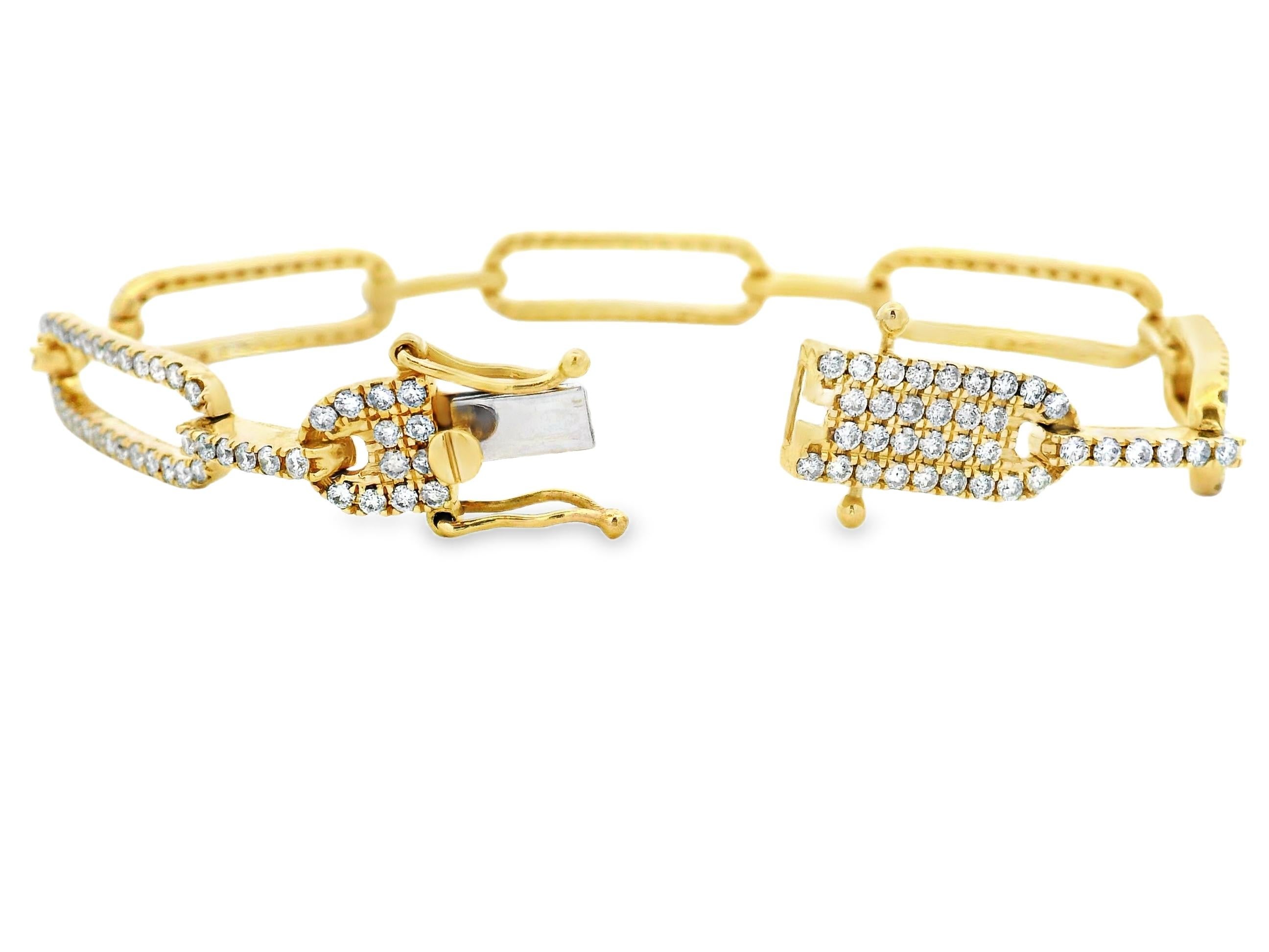 Bracelet à maillons en or jaune 14K et diamants 3.00 carats Neuf - En vente à New York, NY