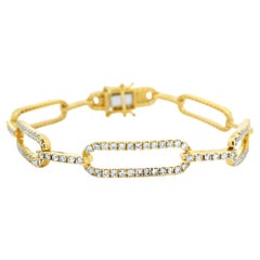 Diamond Paperclip Link Bracelet in 14K Yellow Gold 3.00 Carats