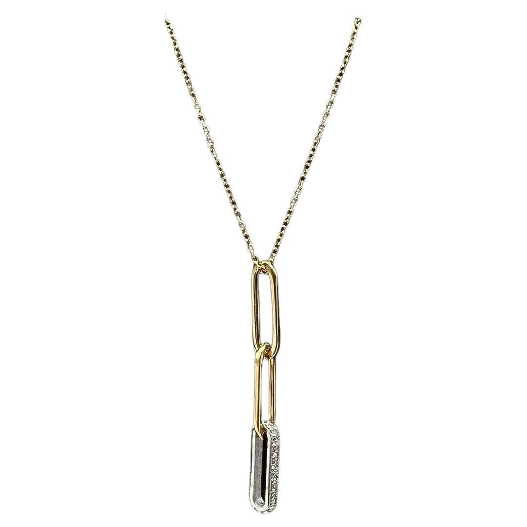 Collier avec pendentif trombone en or 14kt bicolore - 0.10ctw, 18in, New en vente