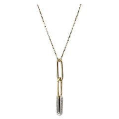 Collana con ciondolo Paperclip di diamanti in oro bicolore 14kt - 0,10ctw, 18in, New
