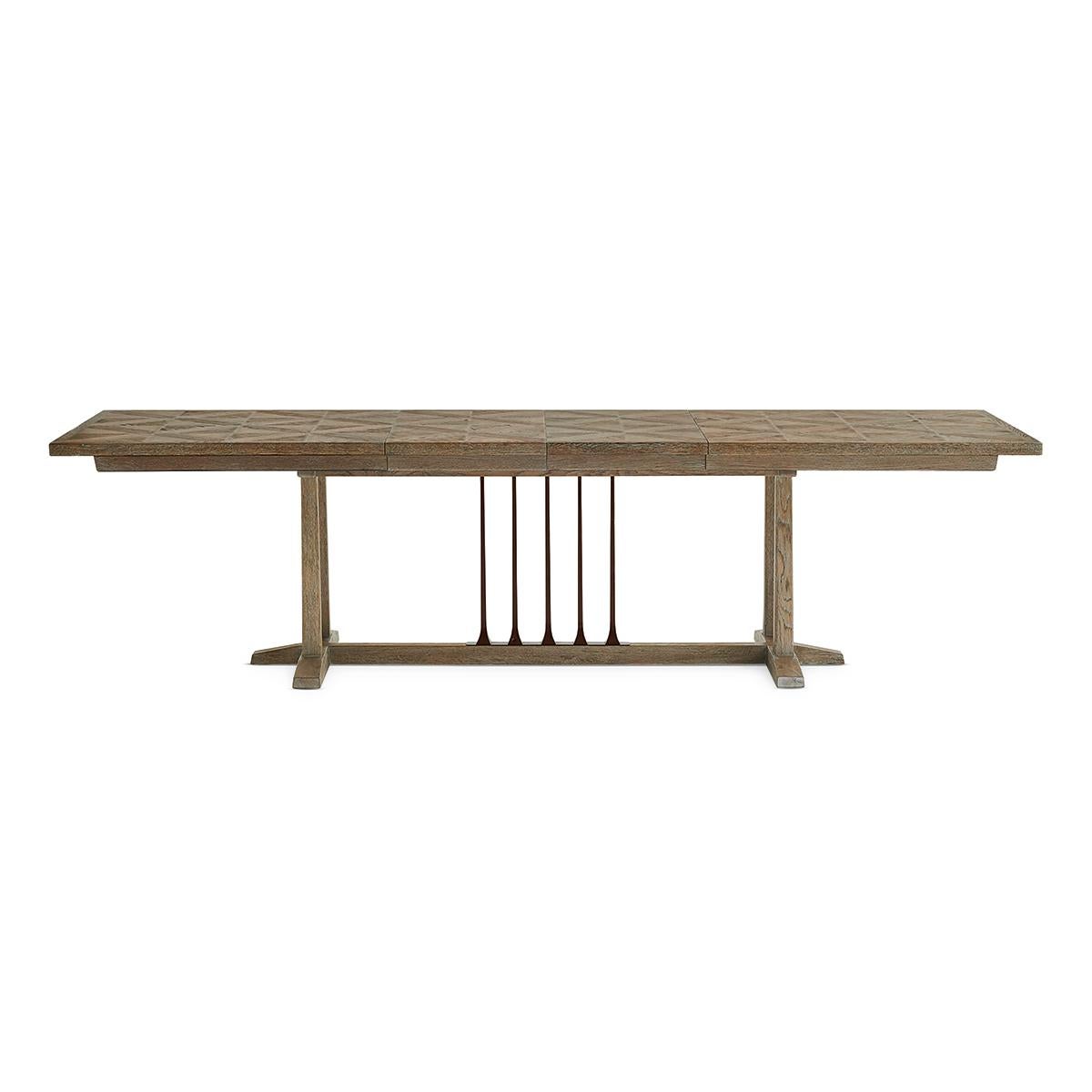 Vietnamien Table de salle à manger à rallonge en parqueterie Diamond en vente