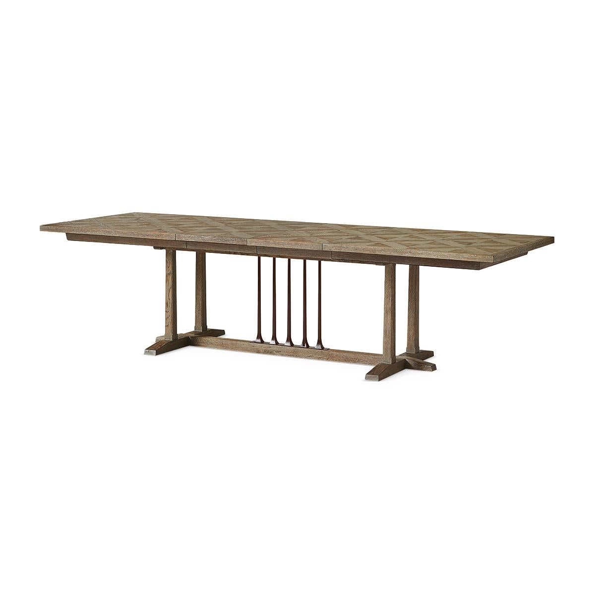 XXIe siècle et contemporain Table de salle à manger à rallonge en parqueterie Diamond en vente