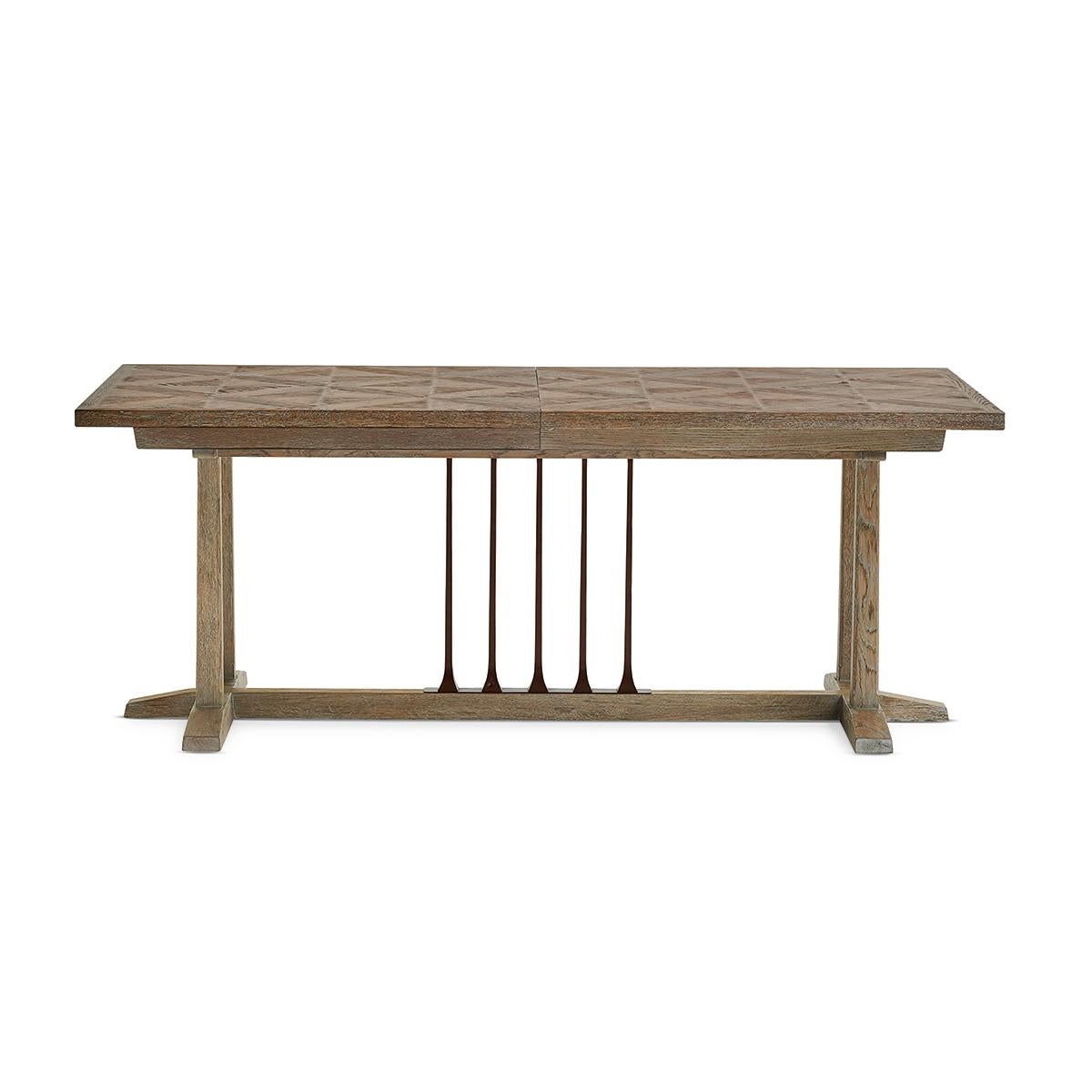 Bois Table de salle à manger à rallonge en parqueterie Diamond en vente