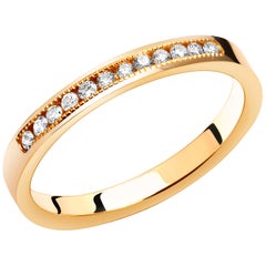 Diamond Partial Yellow Gold Stacking Millgrain Edge Band